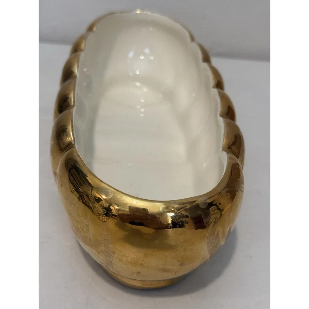 Vintage Swetye Pottery‎ Salem Ohio 22K Gold Planter Bowl Mid Century ~10 x 4